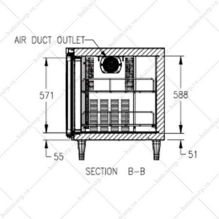 Bản vẽ 1 — Bàn mát 3 cánh Hoshizaki