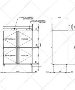 bản vẽ tủ nửa đông nửa mát 1256