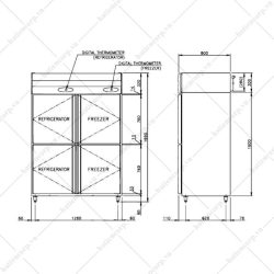 bản vẽ tủ nửa đông nửa mát 1256