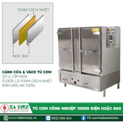 Cánh cửa và vách tủ cơm có lớp foam cách nhiệt ở giữa
