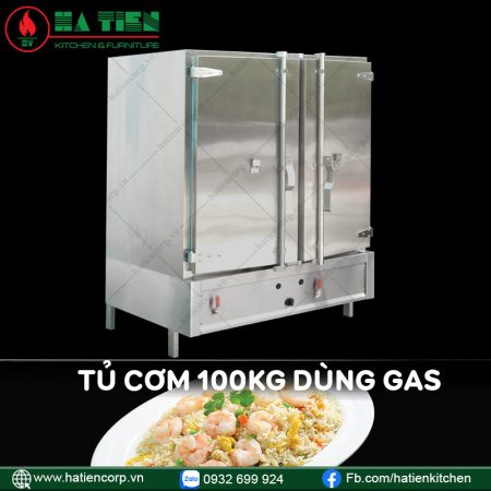 tủ cơm công nghiệp 100kg bằng gas