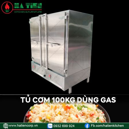 tủ nấu cơm công nghiệp bằng gas 100kg