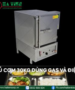 tủ cơm công nghiệp 30kg dùng điện và gas