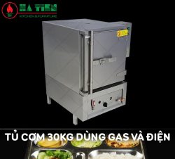 tủ cơm công nghiệp 30kg dùng điện và gas
