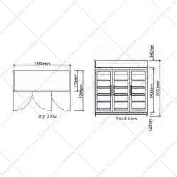 bản vẽ tủ mát 3 cánh kính berjaya