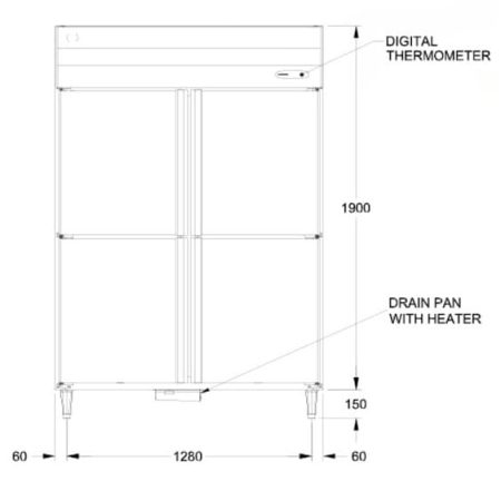 Tủ mát 4 cánh Hoshizaki HRW-147LS4