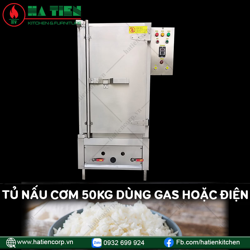 Tủ Nấu Cơm 50Kg Bằng Gas Hoặc Điện - Tủ Hấp Cơm Công Nghiệp