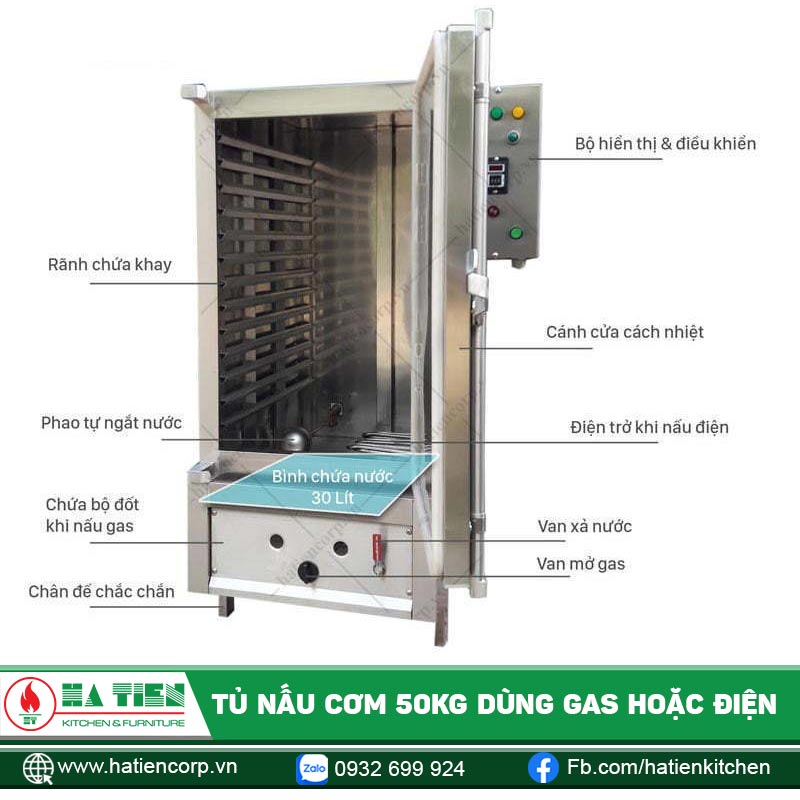 Cấu tạo tủ nấu cơm công nghiệp
