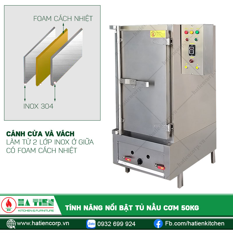 Cánh cửa tủ hấp công nghiệp được thiết kế cách nhiệt tốt
