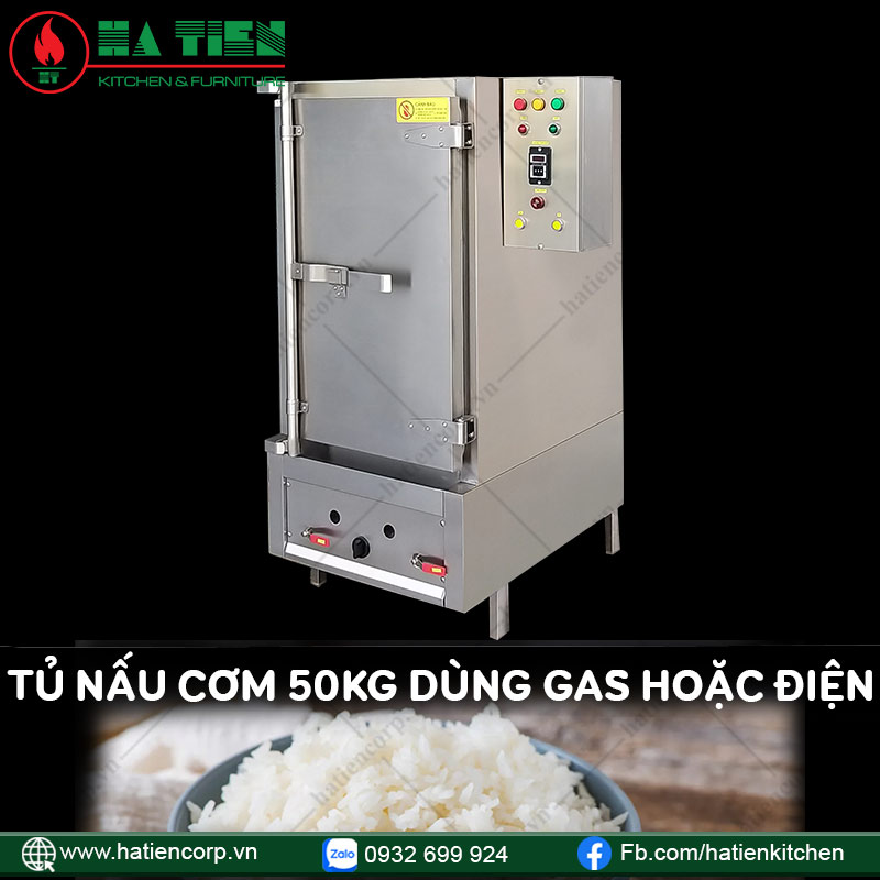 Tủ Nấu Cơm 50Kg Bằng Gas Hoặc Điện - Tủ Hấp Cơm Công Nghiệp