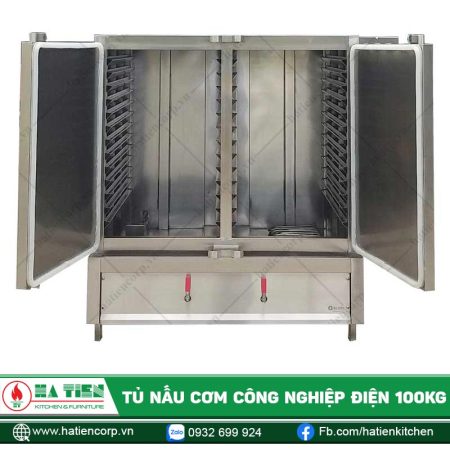 Bên trong tủ cơm công nghiệp 100kg có nhiều rãnh chứa khay cơm