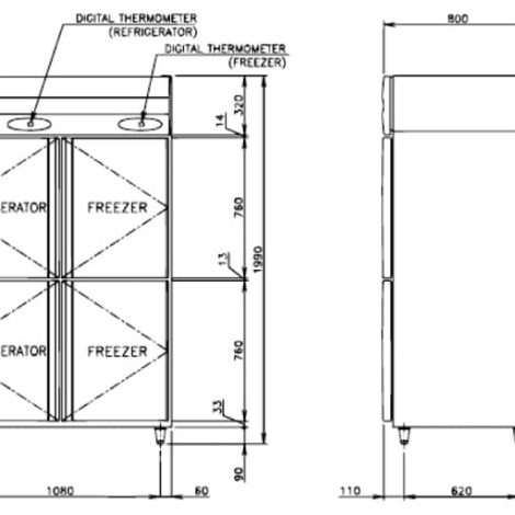 Alternative view of Tủ nửa đông nửa mát Hoshizaki HRFE-127MAF