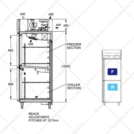 Tủ nửa đông nửa mát 2 cánh Hoshizaki - hình 6
