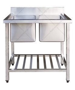 Alternative view of Chậu rửa chén 2 ngăn inox có kệ thanh - Chậu rửa công nghiệp cao cấp