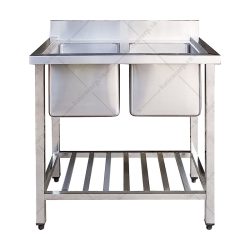 Chậu rửa chén 2 ngăn inox có kệ thanh - Chậu rửa công nghiệp cao cấp - hình 4