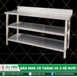 Bàn Inox Có Thành Và 2 Kệ Dưới 1m9 Hà Tiên