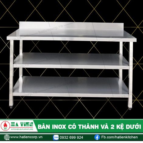 Bàn Inox Có Thành Và 2 Kệ Dưới 1m9 Hà Tiên
