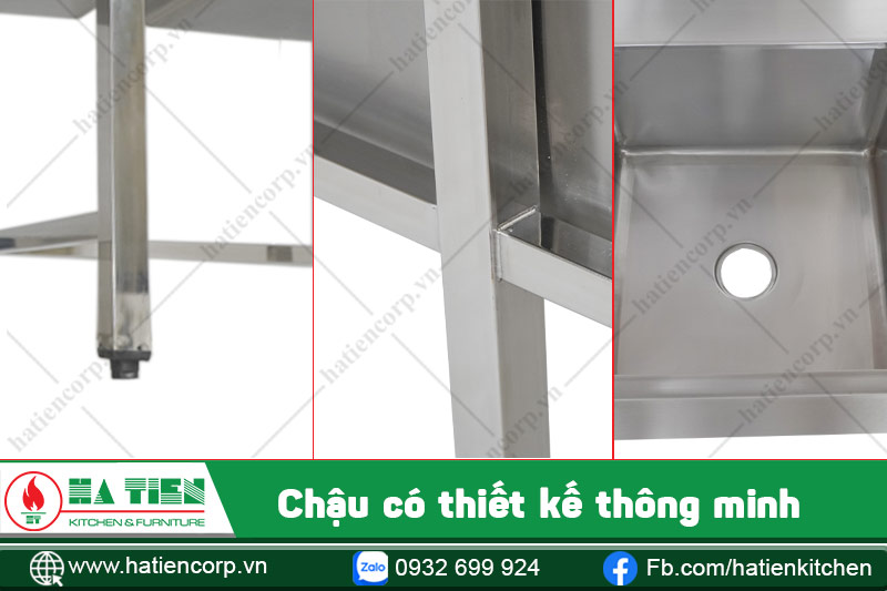 chậu rửa công nghiệp 3 hố có thiết kế thông minh