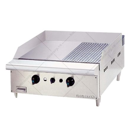Bếp chiên phẳng để bàn hiệu Berjaya, nửa mặt trơn nửa mặt rãnh sọc, ba núm chỉnh nhiệt