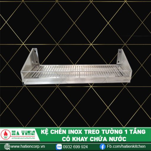 kệ chén inox treo tường 1 tầng