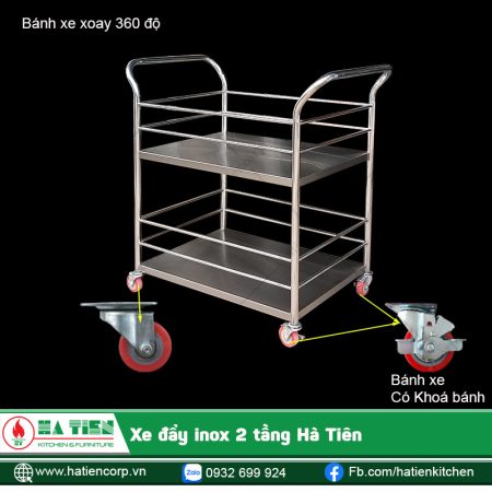 Bánh xe xoay được 360 độ, có khoá bánh