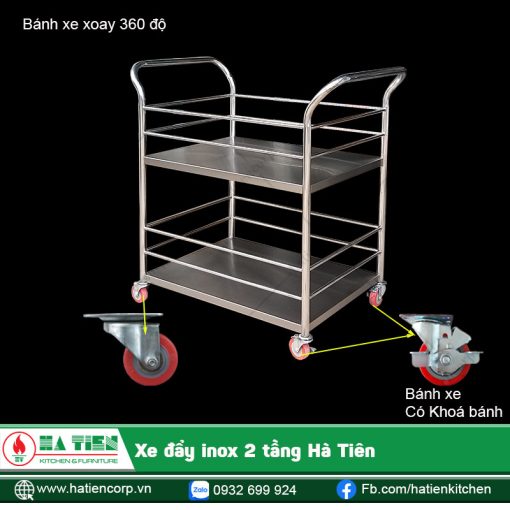 Bánh xe xoay được 360 độ, có khoá bánh
