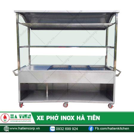 Xe Phở Inox Có Kính - Xe Đẩy Bán Phở Inox 304 - hình 6