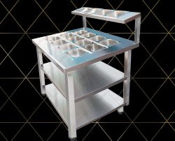 Bàn Gia Vị Inox Dùng Khay GN