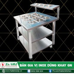 Bàn Gia Vị Inox Dùng Khay GN