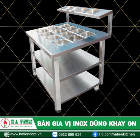 Bàn Gia Vị Inox Dùng Khay GN