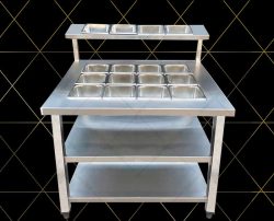 Bàn Gia Vị Inox Dùng Khay GN