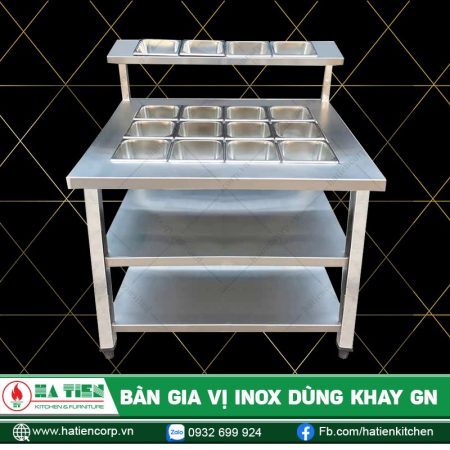 Bàn Gia Vị Inox Dùng Khay GN