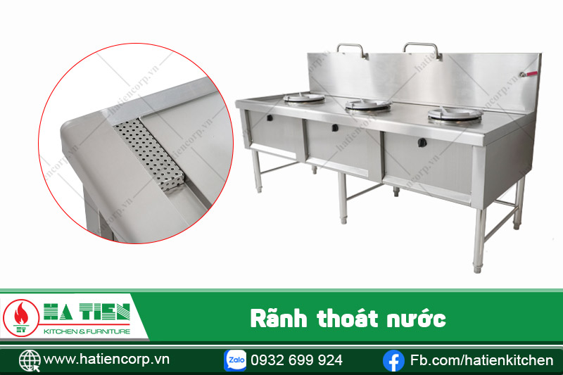 rãnh thoát nước của bếp á 3 họng