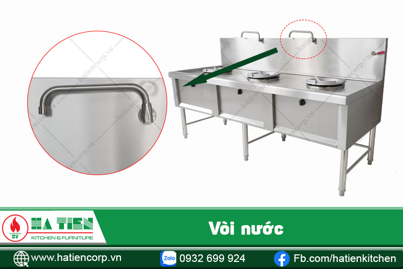 bếp á 3 họng kiềng tô có vòi nước