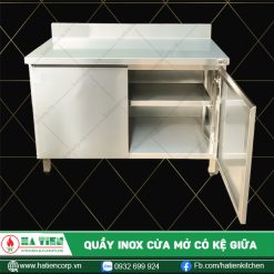 Quầy inox 2 cánh cửa mở