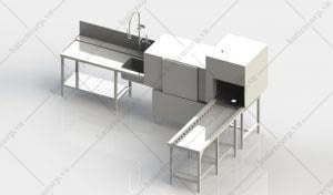 Máy rửa chén băng tải