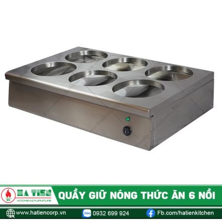 Quầy Giữ Nóng Thức Ăn 6 Nồi Nắp Kính - hình 4