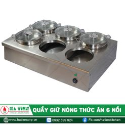 Quầy Giữ Nóng Thức Ăn 6 Nồi Nắp Kính