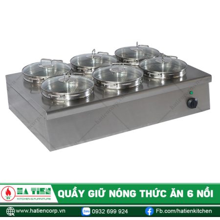 Quầy Giữ Nóng Thức Ăn 6 Nồi Nắp Kính - hình 7