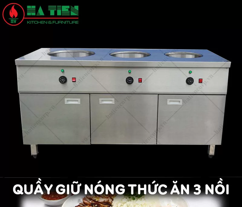 Quầy Giữ Nóng Thức Ăn 3 Nồi Inox