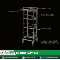 Cấu tạo xe inox đẩy két bia loại lớn