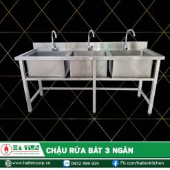 Chậu rửa bát 3 ngăn - Chậu rửa inox cao cấp có kệ thanh