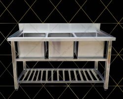 Chậu rửa bát 3 ngăn - Chậu rửa inox cao cấp có kệ thanh