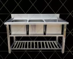 Chậu rửa bát 3 ngăn - Chậu rửa inox cao cấp có kệ thanh