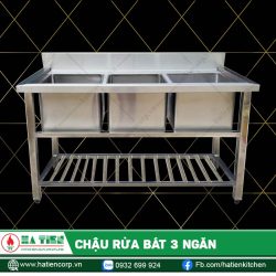 Chậu rửa bát 3 ngăn - Chậu rửa inox cao cấp có kệ thanh
