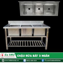 Chậu rửa bát 3 ngăn - Chậu rửa inox cao cấp có kệ thanh