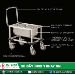 Xe đẩy inox 1 khay GN - Xe đẩy thực phẩm tiện lợi