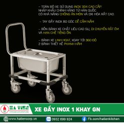 Xe đẩy inox 1 khay GN - Xe đẩy thực phẩm tiện lợi