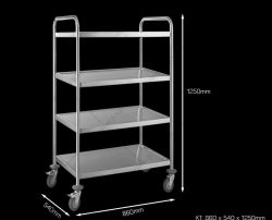 Xe đẩy inox 4 tầng