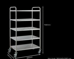 Xe đẩy inox 5 tầng - Tiện lợi và hiệu quả khi di chuyển vật dụng